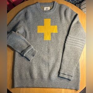ALPS & METERS Gray Sweater with Yellow Cross